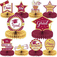 10Pcs Class Of 2023 Graduation Party Decorations 2023 Congrats Grad Honeycomb Centerpieces Congratulate Graduation Table Toppers