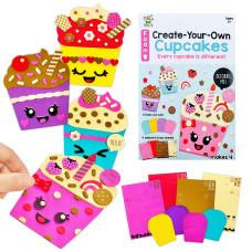 Vkpi 4 Pieces Eva Foam Art Crafts Gift Kit Creative Make Your Own Cupcakes Cartoon Foam Paper Craft Projects For Kids Ages 4