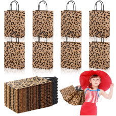 Tinlade Leopard Print Goodies Bags Animal Print Party Bags Paper Jungle Safari Party Favors For Kids Wild Life Animal Birthday B