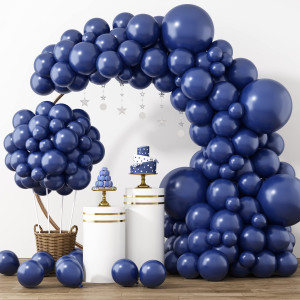 Rubfac 129Pcs Navy Blue Balloons Latex Balloons Different Sizes 18 12 10 5 Inch Party Balloon Kit For Birthday Party Graduation