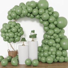 Rubfac 129Pcs Sage Green Balloons Latex Balloons Different Sizes 18 12 10 5 Inch Olive Green Party Balloon Kit For Birthday Part