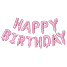 Pink Happy Birthday Balloons Banner 16 Inch Mylar Foil Letters Sign Reusable Balloons For Women Men Boys Girls Birthday Deco