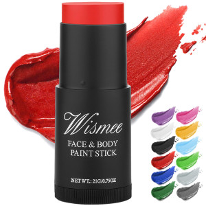 Wismee Red Face Paint Stick 075Oz Nontoxic Oil Based Face Makeup Body Paint Stick High Pigmented Joker Santa Claus Makeup Cr