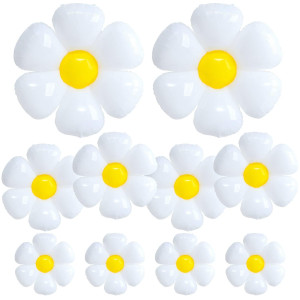 Cadeya 10 Pcs Daisy Balloons Huge White Flower Aluminum Foil Balloons For Birthday Baby Shower Wedding Daisy Party Decoratio