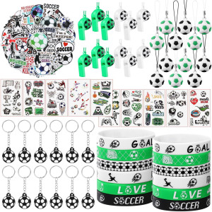 120 Pieces Sport Party Favors Set Soccer Basketball Football Baseball Goodie Bag Fillers Toy Whistle Silicone Bracelet Luminou