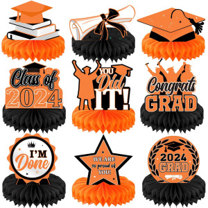 Yisong 9 Pieces 2024 Graduation Party Table Decorations Class Of 2024 Congrats Graduation Centerpieces For Tables Congratulate H