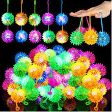 Sotiff 9 Pcs Light Up Ball Spiky Led Bouncy Ball Flashing Squeaky Ball Multicolor Puffer Balls Stress Relief Balls Rubber Sensor