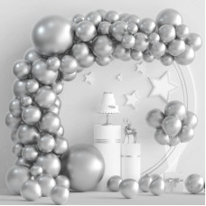 Tuparka Silver Balloons 102 Pcs Metallic Silver Balloons Garland Arch Kit 18 12 10 5 Inches Party Balloons For Birthday Wedding