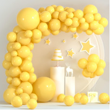 Tuparka 102 Pcs Yellow Balloons Garland Arch Kit Different Sizes 5 10 12 18 Inch Pastel Yellow Party Balloons For Birthday Baby