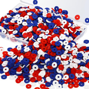 Batiyeer 3000 Pcs Christmas Fall Halloween Heishi Clay Beads Set 6 Mm Patriotic Spacer Beads Winter Polymer Clay Beads Bracelet