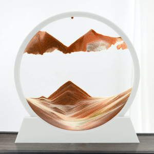 Winthfure Moving Sand Art Picture 3D Deep Sea Sandscape In Round Glass Flowing Sand Frame Childrens Large Desktop Art Toys Ho