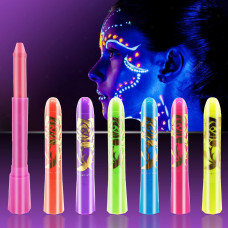 Face Paint Crayons Glow In The Dark Body Painting Kit Under Uv And Black Light Makeup Nontoxic For Halloween Masquerades Easter