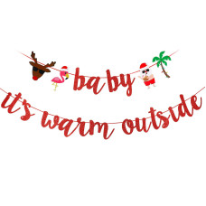 Baby Its Warm Outside Banner Red Glitter Christmas July Party Banner Decorations July Mele Kalikimaka Christmas Decorations Tro