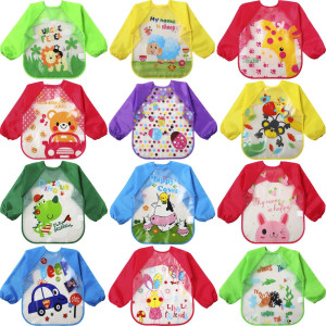 Jagely 12 Pcs Kids Art Smocks Toddler Smock Waterproof Painting Aprons Children Apron With Long Sleeve Washable Bib For Baby Eat