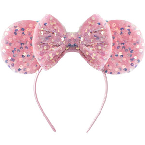 Karett Mouse Ears Bow Headbands Sparkle Mouse Ears Headband Glitter Hair Band For Party Princess Decoration Cosplay Costume