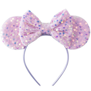 Karett Mouse Ears Bow Headbands Sparkle Mouse Ears Headband Glitter Hair Band For Party Princess Decoration Cosplay Costume