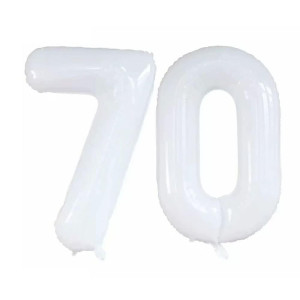 Goer 42 Inch White 70 Number Balloonsjumbo Foil Helium Balloons For 70Th Birthday Party Decorations And Anniversary Event