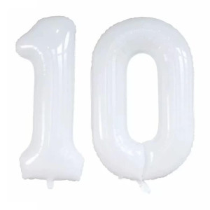 Goer Number 10 Balloons For 10Th Birthday Party Decorations 42 Inch Jumbo Foil Helium Balloons For 10Th Anniversary White