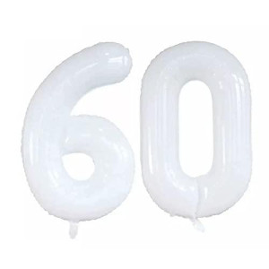 Goer 42 Inch White 60 Number Balloonsjumbo Foil Helium Balloons For 60Th Birthday Party Decorations And Anniversary Event