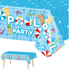 1 Piece Pool Party Tablecloths For Summer Beach Decorations Plastic Disposable Pool Surfboard Party Table Covers For Rectangle T