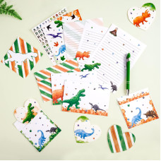 Watercolor Dinosaur Stationery Set 69 Pcs Paper Letter Writing Set For Kids Boys Christmas Birthday Gifts Stationery Writing S