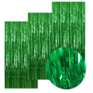 Green Foil Fringe Curtains 3Packs 32Ft X 82Ft Green Streamers Green Backdrop For Birthday Jungle Safari Tropical Themed Part