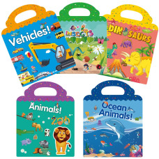 Reusable Sticker Books For Kids 24 Activity Book 5 Set Dinosaur Vehicles Insect Animal And Ocean Sticker Book For Toddlers Ag