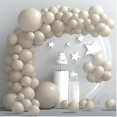 Tuparka 102 Pcs Sand White Balloons Garland Arch Kit White Sand Balloon Different Sizes 5 10 12 18 Inch Matte Sand White Party B