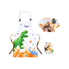 Wernnsai Dinosaur Apron Set Waterproof Chef Artist Cooking Aprons For Kids Boys Toddler Kitchen Apron With Adjustable Strap Po