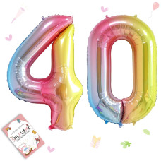 Smlpuame 40 Inch Number Balloons 09 Rainbow Gradient Large Number 40 Balloons Digital Balloons For Birthday Party Celebration