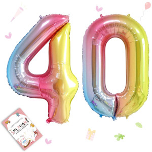 Smlpuame 40 Inch Number Balloons 09 Rainbow Gradient Large Number 40 Balloons Digital Balloons For Birthday Party Celebration