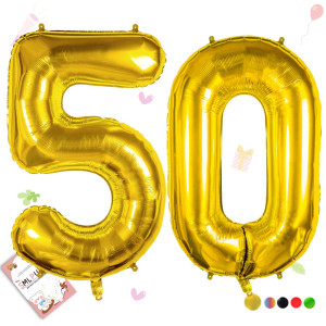 Smlpuame 40 Inch Number Balloon 09 Gold Large Number 50 Balloons Digital Balloons For Birthday Party Celebration Decorations Su