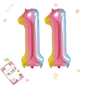 Smlpuame 40 Inch Number Balloons 09 Rainbow Gradient Large Number 11 Balloons Digital Balloons For Birthday Party Celebration