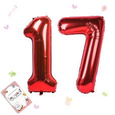 Smlpuame 40 Inch Number Balloon 09 Red Large Number 17 Balloonsdigital Balloons For Birthday Party Celebration Decorations Sup