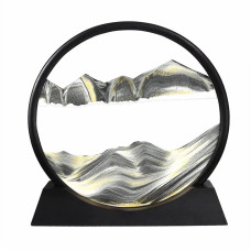 Munscvus Moving Sand Art Picture In Motion Round Tempered Glass 3D Deep Sea Sandscapes With Display Flowing Sand Frame For Rela