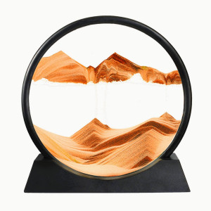 Munscvus Lebee Moving Sand Art Picture In Motion Round Tempered Glass 3D Deep Sea Sandscapes With Display Flowing Frame For Rel