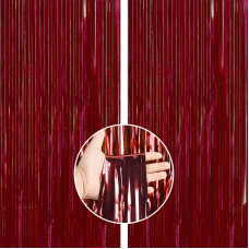 Partywoo Retro Red Foil Curtain 2 Pcs 33X66 Ft Dark Red Streamers Fringe Backdrop Foil Fringe Curtains Tinsel Curtains Door