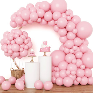 Rubfac Pink Balloons 129Pcs Pastel Pink Balloons Different Sizes 18 12 10 5 Inch Light Pink Balloons For Valentines Day Birthda