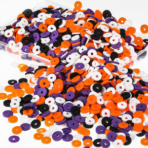 Batiyeer 3000 Pcs Christmas Fall Halloween Heishi Clay Beads Set 6 Mm Patriotic Spacer Beads Winter Polymer Clay Beads Bracelet