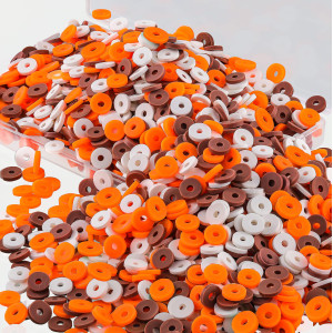 Batiyeer 3000 Pcs Christmas Fall Halloween Heishi Clay Beads Set 6 Mm Patriotic Spacer Beads Winter Polymer Clay Beads Bracelet