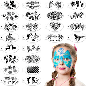 Chinco 24 Pieces Face Paint Stencils Face Body Painting Stencils Tattoo Painting Templates Face Tracing Stencils For Kids Holida