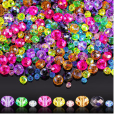 Willbond 600 Pcs Crystal Glass Beads For Jewelry Making Bulk Faceted Gemstone Rondelle Beads Loose Beads For Halloween Bracelet