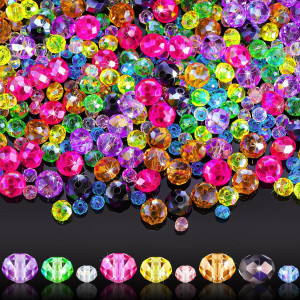 Willbond 600 Pcs Crystal Glass Beads For Jewelry Making Bulk Faceted Gemstone Rondelle Beads Loose Beads For Halloween Bracelet