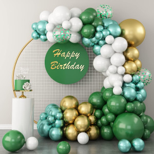 Gremag Green Balloon Garland St Patricks Day Balloons Garland Arch Kit 105 Pcs White Dark Green Metallic Green Gold Confetti