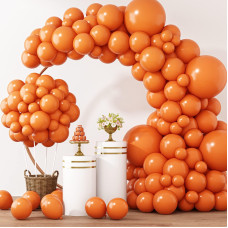 Rubfac 129Pcs Orange Balloons Different Sizes 1812105 Inches For Garland Arch Burnt Orange Latex Balloons For Birthday Party