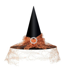 Edoneery Halloween Witch Hat For Women Mesh Lace Fancy Dress Wizard Costume Accessory For Cosplay Partiesorange