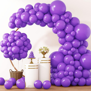 Rubfac 129Pcs Purple Balloons Different Sizes 18 12 10 5 Inch For Garland Arch Premium Purple Latex Balloons For Masquerade Part