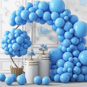 Rubfac 129Pcs Light Blue Balloons Different Sizes 18 12 10 5 Inch For Garland Arch Blue Balloons For Birthday Gender Reveal Bab