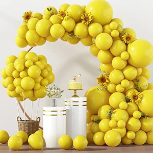 Rubfac 129Pcs Yellow Balloons Different Sizes 18 12 10 5 Inch Latex Balloon Garland Arch For Masquerade Party Decoration Gender