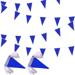 Lybutty 100 Feet Blue Pennant Banners Flags String Hanging Triangle Bunting Flags Party Decorations For Grand Opening Kids Birth